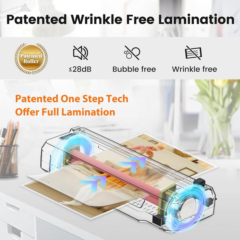 4 in 1 Laminator Machine 9-inch Laminating Machine,2-Min Preheat,Thermal Cold Laminator with Laminating Sheets 20 count,Built-in Paper ,Corner Rounder,Lamination for  School
