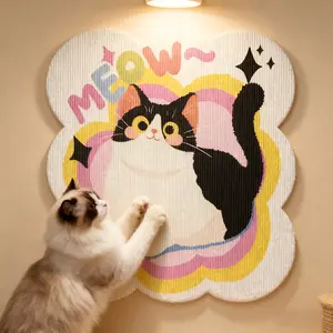 Cat Scratching Pad, Wall Mounted Kitten Scratch Board, Cute Cat-Shaped Adhesive Climbing Cat Scratcher for Indoor Cats resistant Multi-Functional Sticker