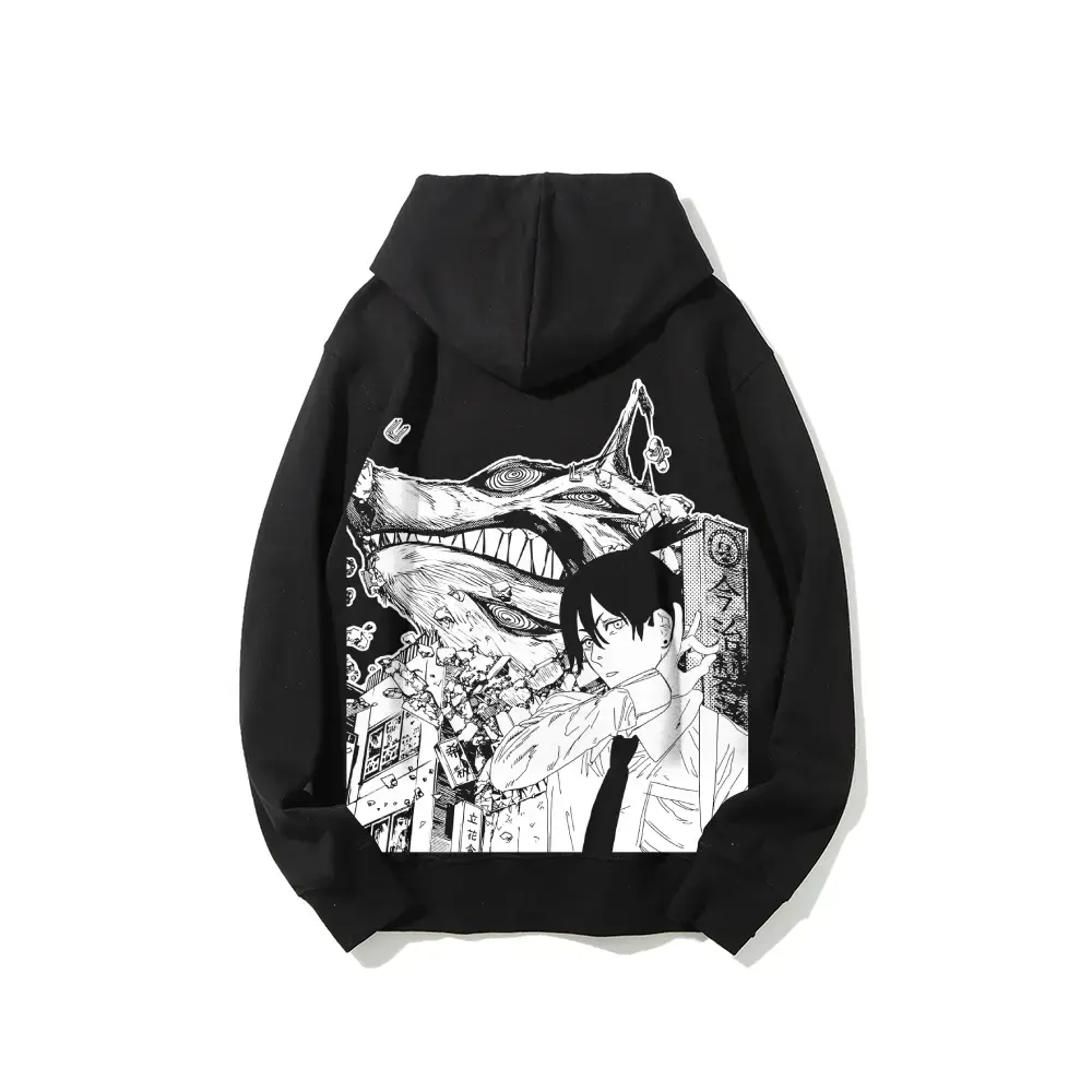 Men's Chainsaw Man Aki Graphic Hoodie - Japanese Streetwear, Clean Minimal Design, Unisex Casual Menswear Top, Soft Cotton Sweatshirts, Cozy Fall-Winter Outfit, Aesthetic Gift Fabric, Tops, Long Sleeve