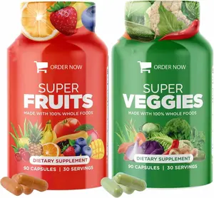 Nature's Evergreen Fruits & Veggies Supplement | 35+ Whole Fruits & Vegetables Blend | Vegan, Non-GMO Superfood Formula | 180 Capsules (2-Pack)