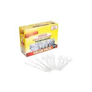 Disposable Plastic Cutlery, Assorted Set | Clear Extra Heavy Duty forks, Knives, And Spoons | Disposable Party Utensils | 240 Piece Set of Durable and Sturdy Cutlery