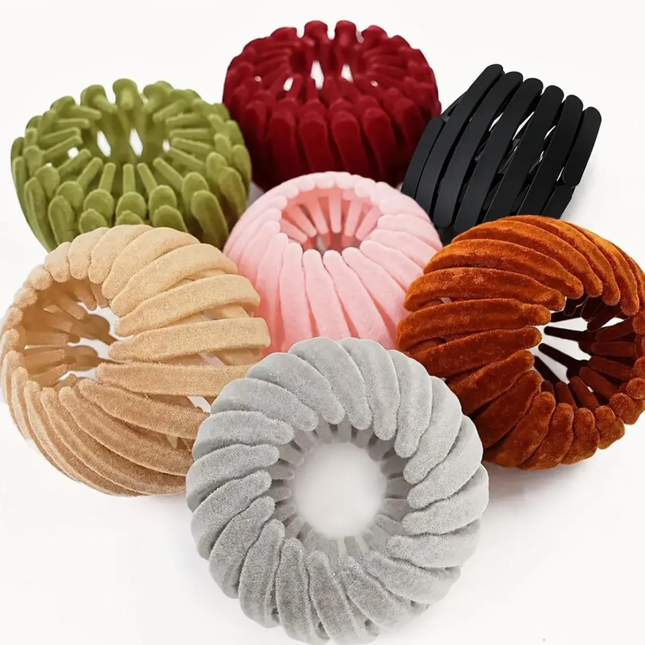 Women's 7-Piece Velvet Expandable Boho Hollow Bird Nest Hair Clips - Messy Bun Styler, Magic Ponytail Holder, Daily & Anniversary Hair Accessories