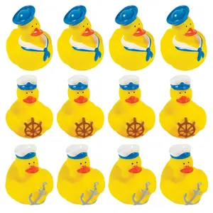 2" Nautical Sailor Characters Rubber Ducks in Uniform - 12 Pc.