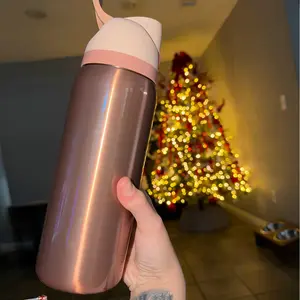 OW(Rose Gold-In Good Company) Double-Drink Outdoor Sports Water Bottle With Straw,32oz/945ml-Features A One-Handed Opening Design, Double-Walled Vacuum Insulation, And A Snap-Lock Portability.Perfect For Outdoor Camping/Cycling-Washable Drinkware Bottled