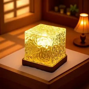 16-Color Aurora Projection Lamp with USB Power, Water Wave Lighting for Bedroom Decor, Dynamic Northern Lights Effect, Romantic Mood Lighting for Living Room, Autumn Crystal Design Atmosphere Lamp.