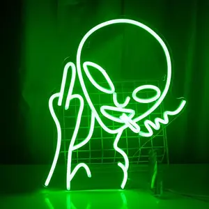 Alien Neon Sign,Neon Sign for Room,Alien Neon Signs for Wall Decor,Game Room Decor,Hip Hop Party LED Sign For Teen Room,Green Wall Decor,Bedroom Wall Decor,Home Wall,Party Light