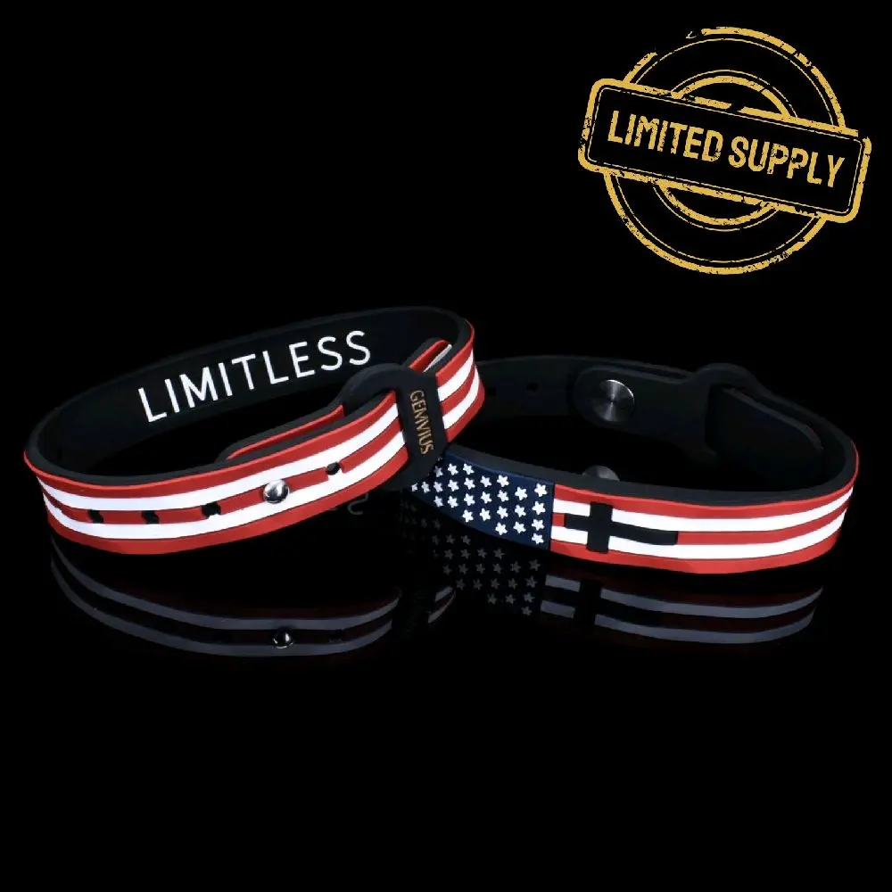 Gemvius Limitless USA Faith Bracelet - Size Adjustable - Waterproof - US Flag - America - Red White Blue