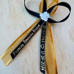 Funeral Favor - Personalized Double Ribbons with Safety Pins, "RIP", memorial ribbon