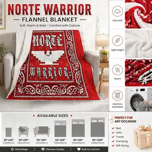 Norte Warrior (Red Bandanna Design) Blanket, Fun and Soft Perfect for Home Bedroom Bed Sofa Picnic Travel and Office Use,Multiple Sizes