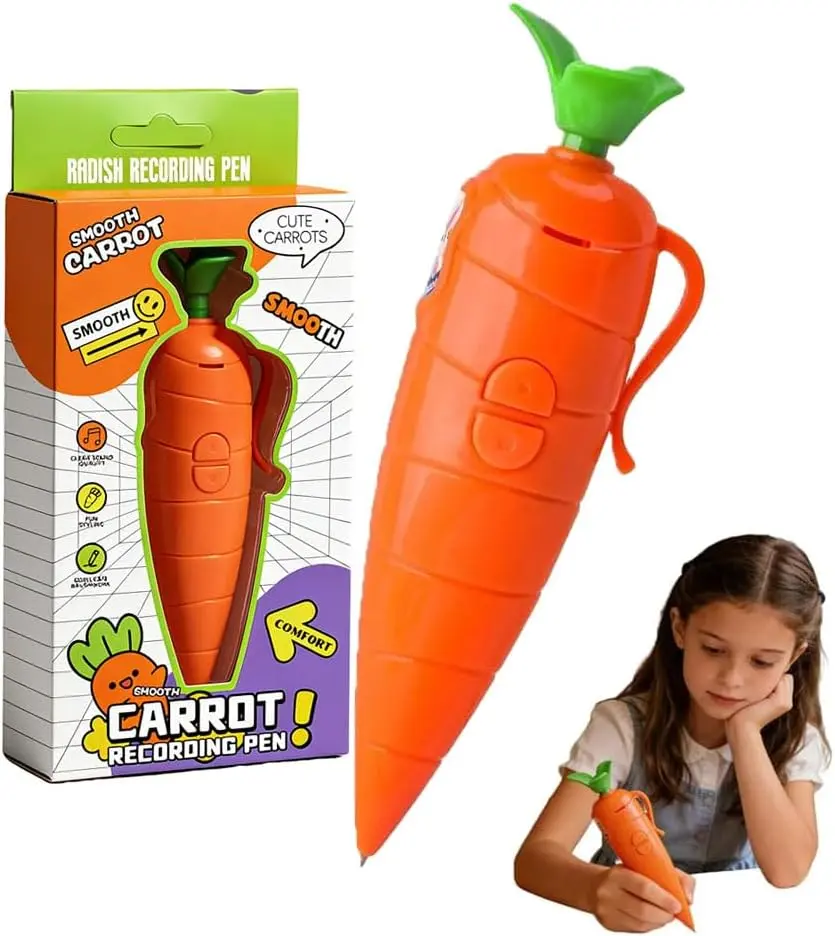 Carrot Recorder Pen Recording Pen Voice Recorder pens Audio Playback Device Cute Carrot Shaped Writing Tool Toy 20s Playback Feature for Students Teachers School Learning Gift