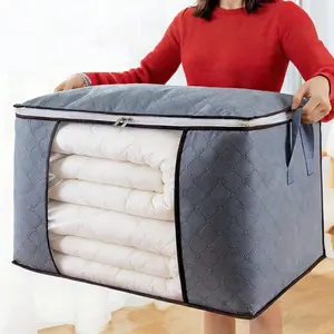 2Pack Wardrobe Storage Box Clothes Storage Bags Foldable Storage Box with Reinforced Handles Durable Fabric Blanket Organizer with Clear Window for Clothes Bedding Storage Container