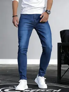Jeans Men's straight leg jeans, comfortable mid waist casual jeans, business comfortable fashionable versatile jeans