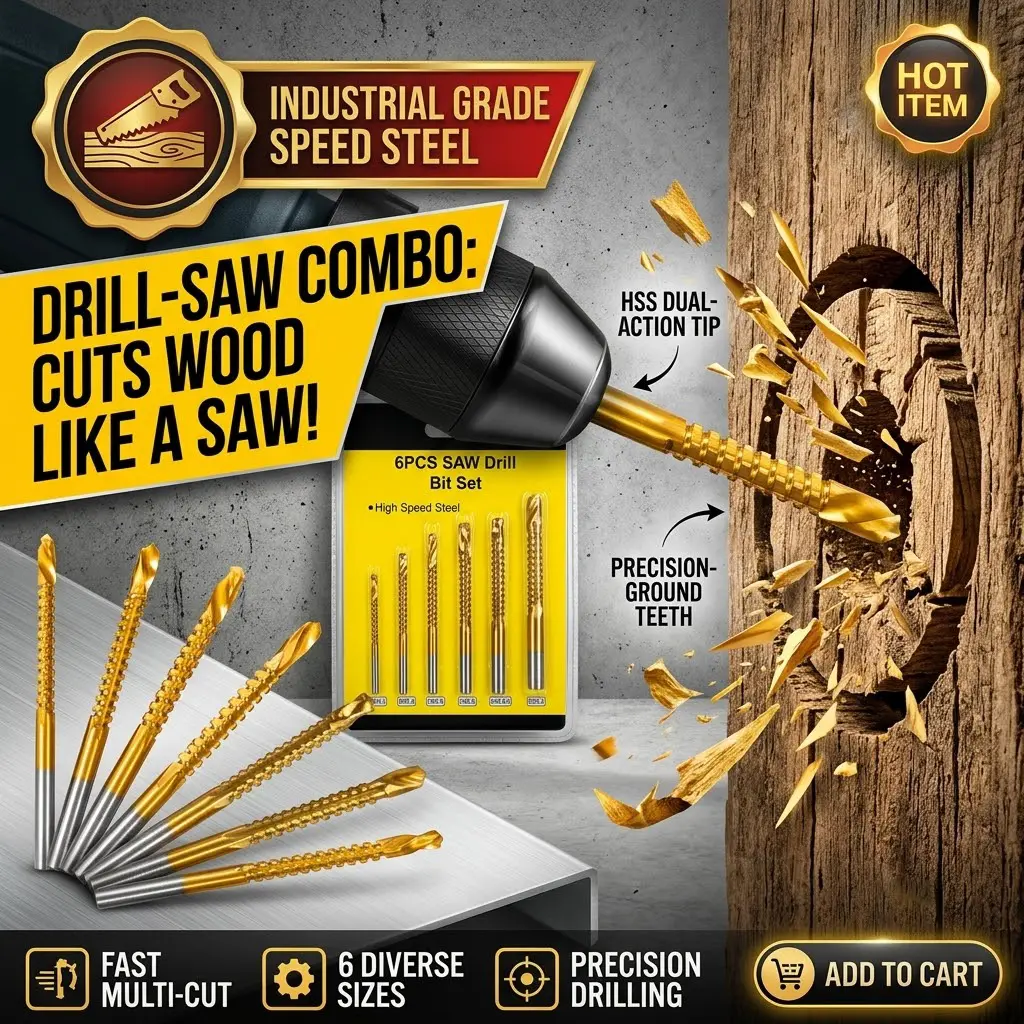 6 Counts Metalworking Ldeal For Drilling,Titanium-Plated High Speed Steel Drill Bits Set for,Screwing,Boring,Carving,Cutting & Polishing.