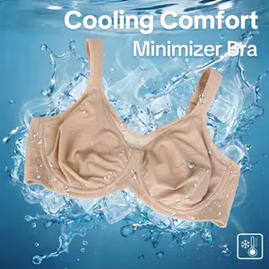 HSIA Women's Plus-Size Underwire Bra - Cool Cardi Comfort, Unlined, Non-Padded, Ice Silk Nylon Blend, Smoothing Wide-Strap, Full-Coverage U-Back Minimiser T-Shirt Bra, Hand Wash Only