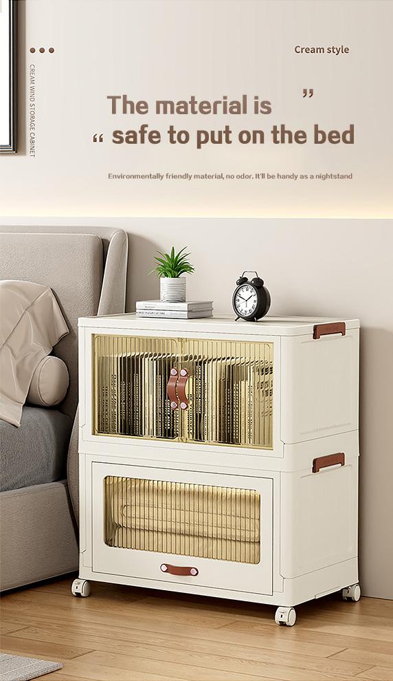 ONAIL Drawer style Super large Foldable Storage Box with Lid, Stackable Household Storage Holders with Wheels Home Decor Organiser Durable Plastic