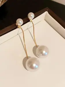 Freshwater Pearl Decorated Dangle Earrings, Genuine Pearl Fashionable Jewelry for Women, Trendy All-match & Exquisite Jewelry for Birthday Gift