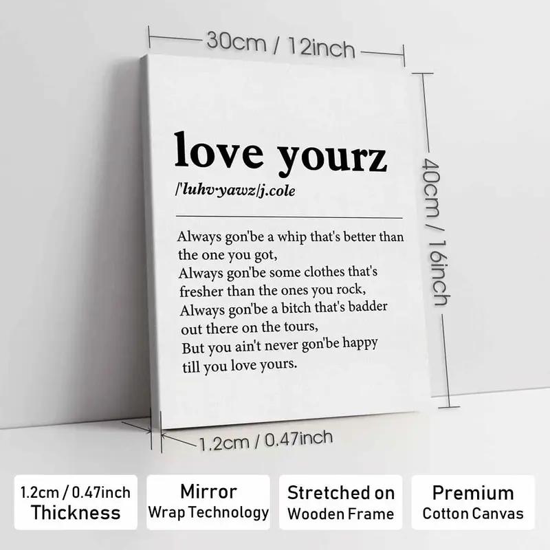 Love Yourz Theme Canvas Poster, Modern Art Design Living Room Decor, Modern Home Decoration, High-Definition Waterproof Bedroom Wall Art, Ideal Hallway Decoration
