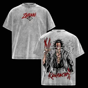Kenpachi Zaraki T-Shirt – Bleach Vintage Washed Oversized Anime Graphic Tee, Dark Streetwear Aesthetic Top, Acid Wash Soft Cotton Shirt, Casual Unisex Apparel, Gift for Bleach Fans