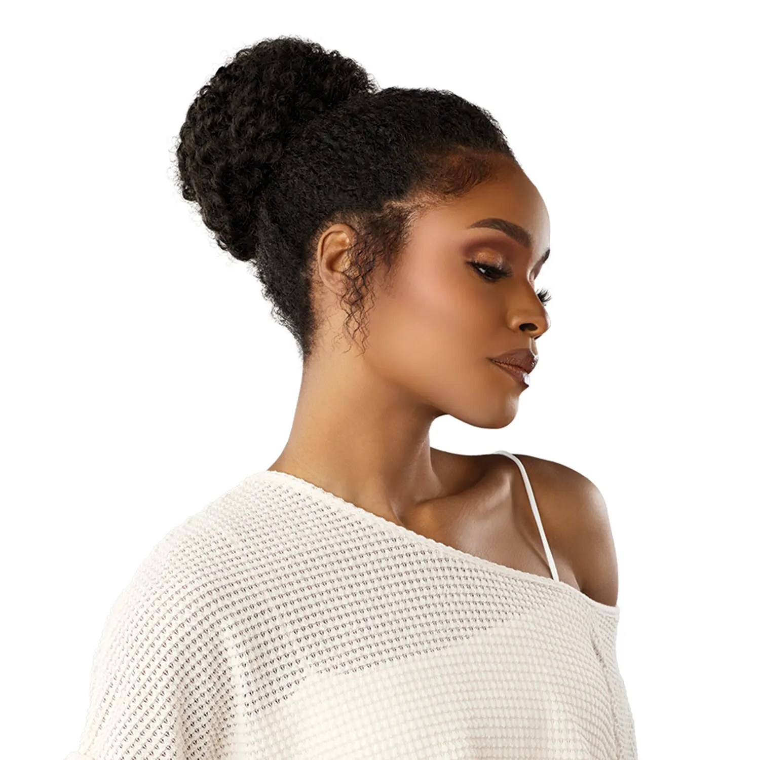 Sensationnel Lulu Glueless Kinky Bun Unit 1, Afro Kinky Curly Synthetic Extensions & Pieces, Quick-Change Synthetic Natural Hair Piece with Lightweight and Comfortable Cap, Polished Finish