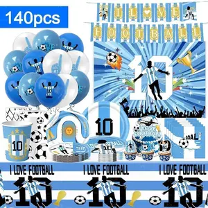 Soccer Party Supplies Superstar Messi Football Birthday Party Decoration Disposable Tableware Tablecloth Plates Cup Backdrop
