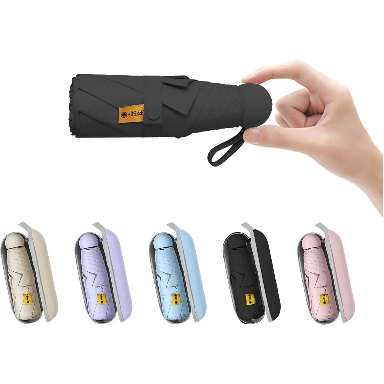 Travel Mini Umbrella for Purse With Case Small Compact UV Sun Protection Sun Lightweight Tiny Pocket Umbrella for Women Kids and Men