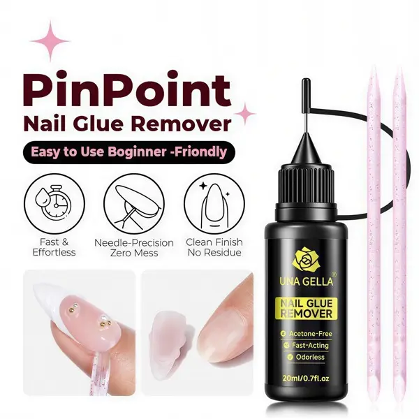 UNA GELLA 20ml Non-Acetone Nail Glue Remover with Built-In Crowbar, Quick Dissolve No Damage Gentle Remover for Press On Nails & Soft Gel Tips, Easy DIY Salon Manicure TikTok Nail Care Supplies
