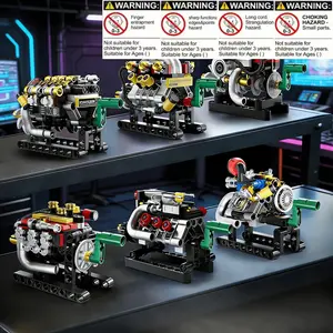 Creative Engine Building Block Model, Durable High-Quality Material, Mixed Colors, Ideal Gift for Lego Enthusiasts, Home Decor, Birthday, Halloween, Christmas