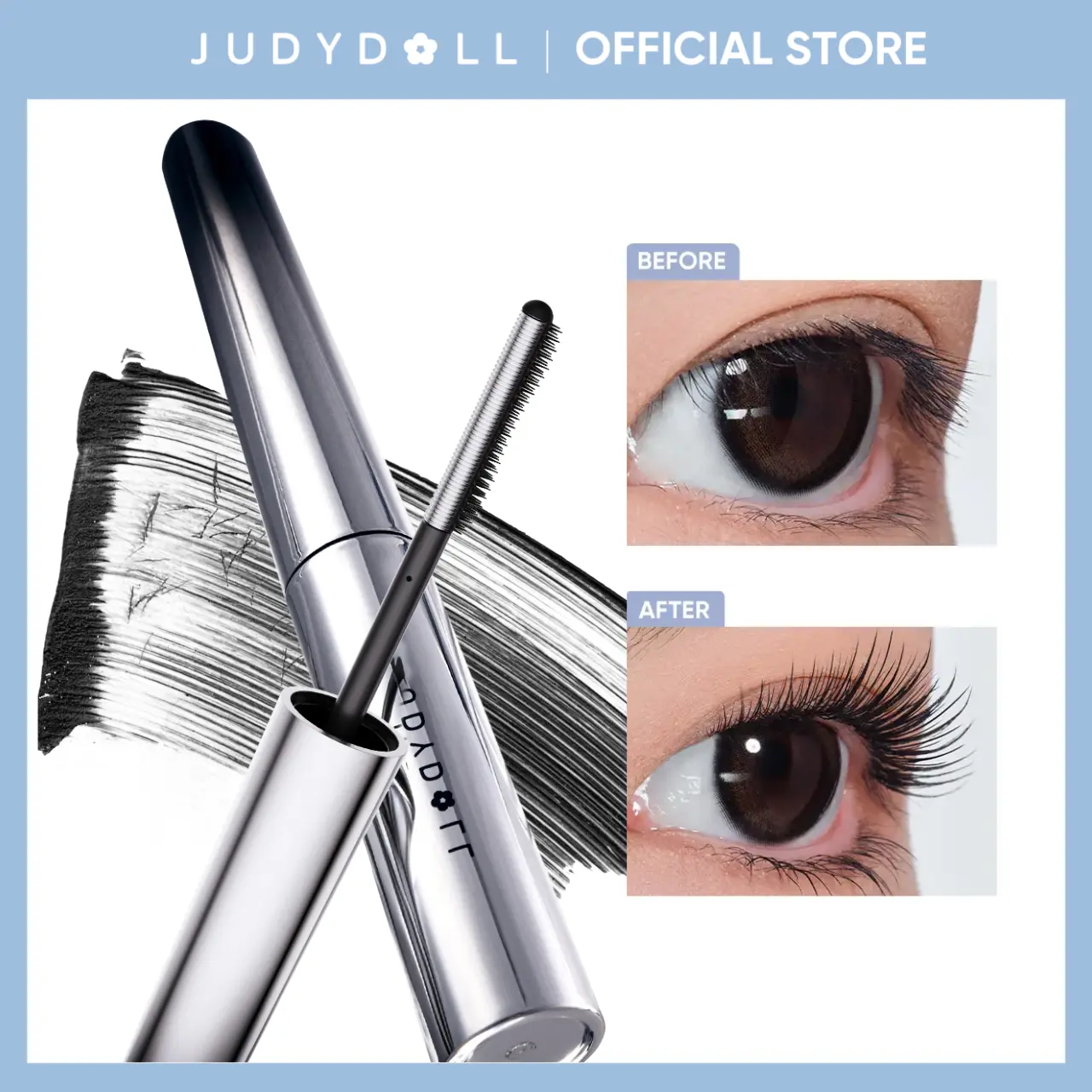 JUDYDOLL Feather Lash Iron Mascara, Black & Brown, Curling & Lengthening, Long-Lasting, Volumizing, Waterproof, Smudge-Proof, 24-Hour Wear, Anti-Clump Formula, Thickening Effect, Ultra Fine Volumizing, Refresh Look, Summerwins