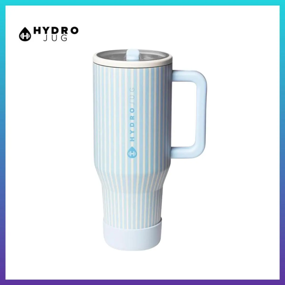 HydroJug Traveler 40 oz Water Bottle with Handle & Flip Straw Fits in Cup Holder Leak Resistant Tumbler Reusable Insulated Stainless Steel Rubber Base Gifts for Women Men Cape Cod