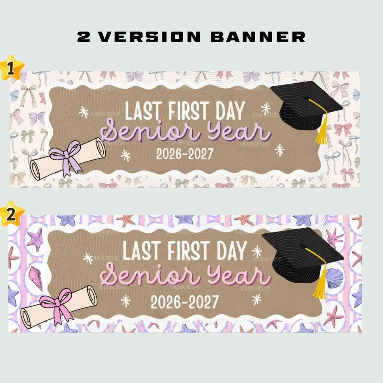 Last First Day Senior Year Banner, Class of 2027 Senior Banner, First Day of School Canva Template