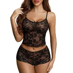 Avidlove Lace Bra and Panty Set V Neck  Lingerie 2 Piece Mesh Bralette Set