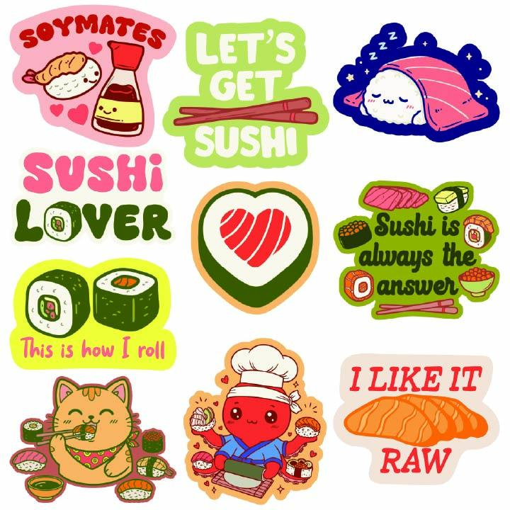 Sushi Sticker Extra Large Stickers for Adults Funny Adhesives with Memes Funny Stickers with Colorful Graphic Decals Funny Food Multi Sushi Sticker Extra Large Stickers for Adults Funny Adhesives with Memes Funny Stickers with Colorful Graphic Decals Funny Food Multi
