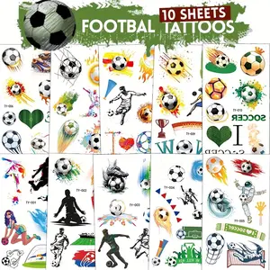 10 Pcs Football Theme Temporary Tattoo Stickers, Realistic Team Shirt Designs, Perfect for Birthdays, Sports Events, Clothing Accessories