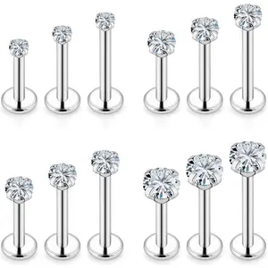 16G Tragus Labret Medusa Piercing  Internally Threaded Stainless Steel Conch Piercing  Monroe Lip Rings Different Size Cartilage  Helix Earring Stud Bar Length 6mm 8mm 10mm