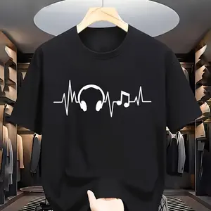 1pc Funny Earphone Music Heat Transfer Iron Patch Thermal Transfer Sticker, Pattern for Clothing T-Shirt, Jeans, Backpack Decoration, Washable Patch Sticker