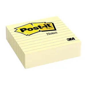 212 MAIN 3M MMM675YL Ruled Post-it Note Pads, 4x4 in Canary Yellow, Large Size