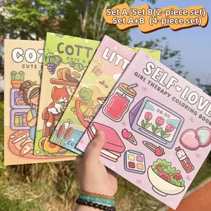 Self-healing Coloring Book, 2/4 Counts/set Stress Relief Coloring Book, Suitable for Daily Leisure, Suitable for Holiday Gift Giving