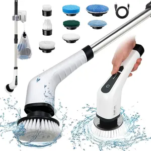 Electric Spin ,  Shower Cleaning Brush with 8 Replaceable Drill Brush Heads, Cordless Power  with Adjustable Handle Bathroom and Shower Cleaner
