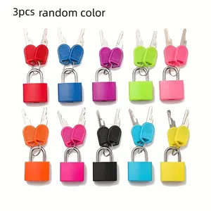 3 Piece Metal Hanging Locks Set with Luggage Backpack Keys, Ideal for School Gym Travel, Multi-Color Mini Hanging Locks