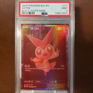 2025 Pokemon Blk En #171 Victini Black White Rare Mint 9 PSA Certified Trading Card for
