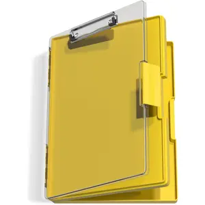Clipboard with Storage, Yellow 8.5 x 11 Folder  Side Opening, Heavy Duty with Dual Compartment, Smooth Writing for Teachers, Classroom, Size 13.3 x 9.4 x 1.5 in, Office & School Supplies
