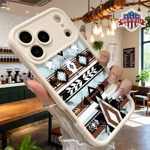 Trendy Tribal Geometric Pattern Aesthetic Design Case for iPhone 17 16 15 14 Pro Max 13 12 11 XR XS Plus Air Slim Impact Resistant Anti Scratch Durable TPU Cover