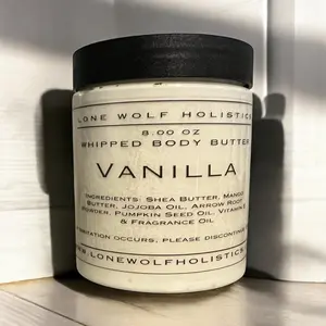 Lone Wolf Holistics Vanilla Body Butter - 100% Natural Ingredients for Silky Smooth & Hydrated Skin