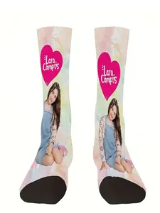 Lara Campos style socks, medium tube height, shock absorption, non-slip, thickened, suitable for outdoor activities, basketball, football, cycling, mountaineering, printed socks, couple socks, exquisite patterns, holiday gifts