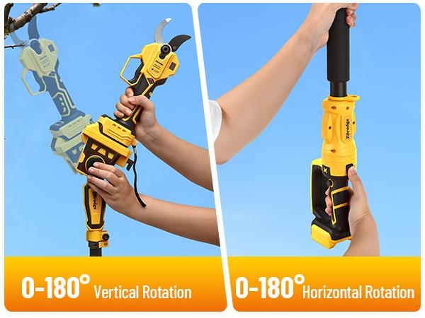 4-IN-1 Electric Pruning Shears+Pole Hedge Trimmer Combo, Hedge and Grass Trimmer Cordless & Tree Pruner with Extension Pole for Shrubs, Bushes, Max 15Ft Reach, Compatible with Dewalt Battery