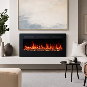 36 Inch Electric Fireplace, Wall Mounted & Recessed Electric Fireplace Heater, 750/1500W with Touch Panel Remote Control, 5100 BTU, Multicolor Flame, 169 Color Options, Timer, Sleep & Recreation Modes, 3 Installation Methods