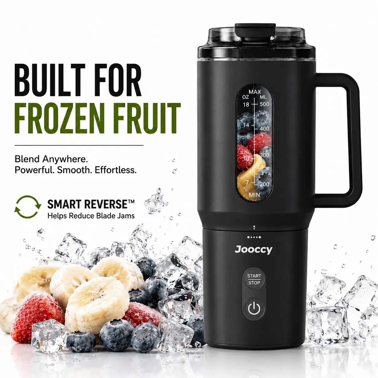 Jooccy SMAXBLEND Pro Smart Multimode Juicer Blender,18oz Portable Blender - Smart Reverse Technology, Frozen Fruit Smoothie Maker & Ice Crusher, USB Rechargeable  Personal Blender for Gym, Travel & Home,healthy,lifestyle   mini blender vegetable