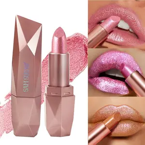 Shimmering Gold Lipstick, Long-Lasting Moisturizing Balm, Rich Hydration, Single Item, Non-Flammable, Perfect for Daily Use