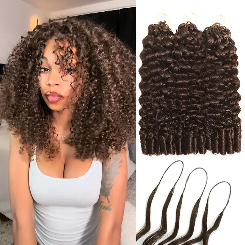 New 2026 Chocolate Brown Ramiss Burmese Curly #4 Crochet Human Hair Pre-Separated 50g/Pack Time-Saving, 40 Strands/Pack Mircale Knots,4-5 Packs for Full Head Protective Styles Light Weight No Tension Reusable Feather Crochet DealsForYouDays, Burmese Curly