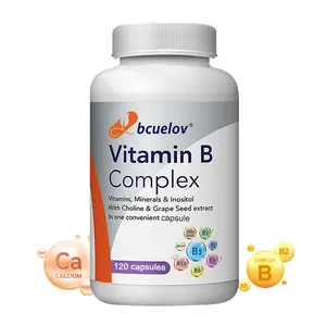 Bcuelov B Complex Vitamins Dietary Supplement - Multi-Ingredient Vitamins Supplements with Zinc & Magnesium, Supports Nervous System, Skin & Nail Health, 120 Capsules